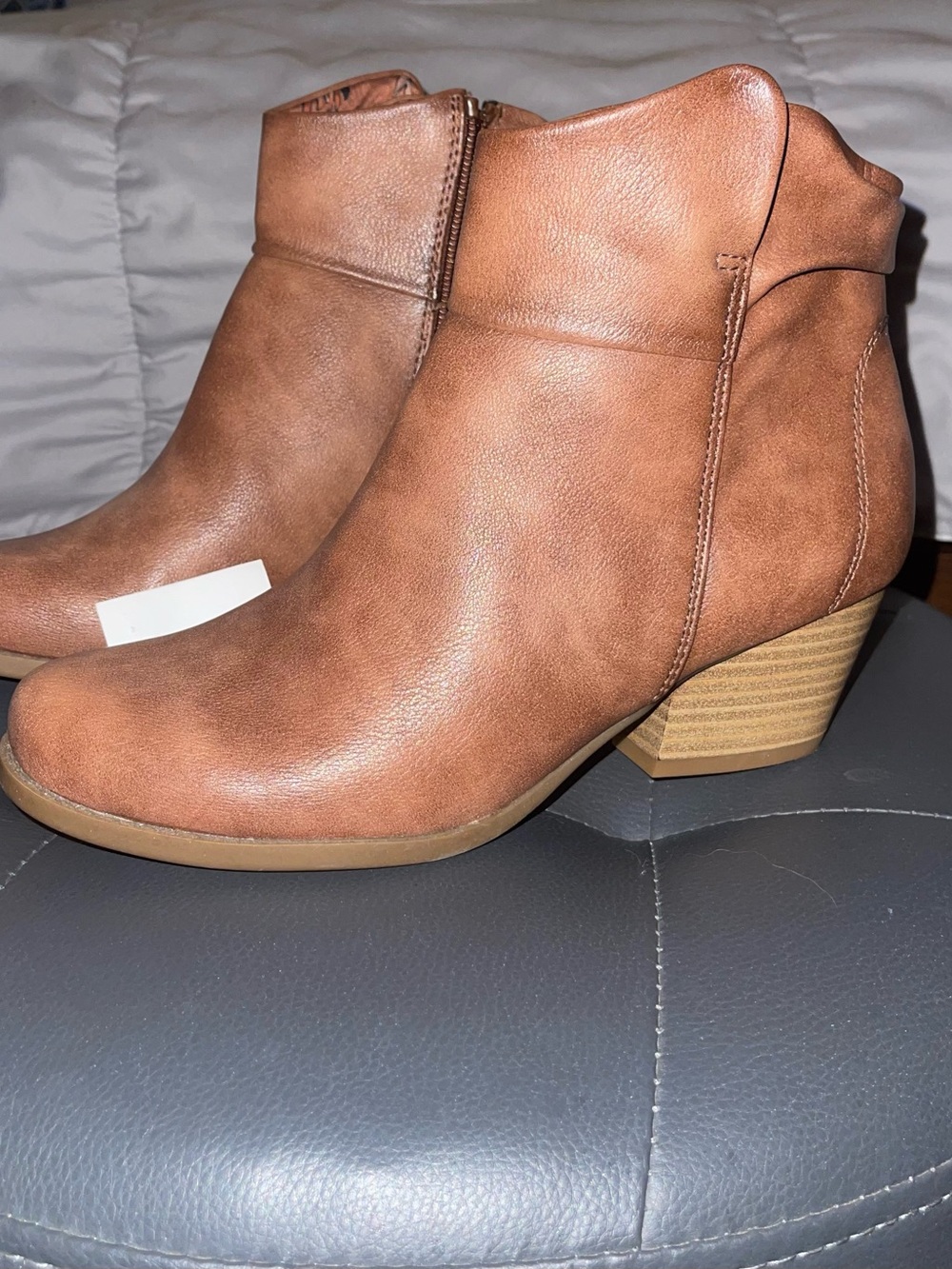 BareTraps Women's Cognac Faux-Leather Ankle Booties